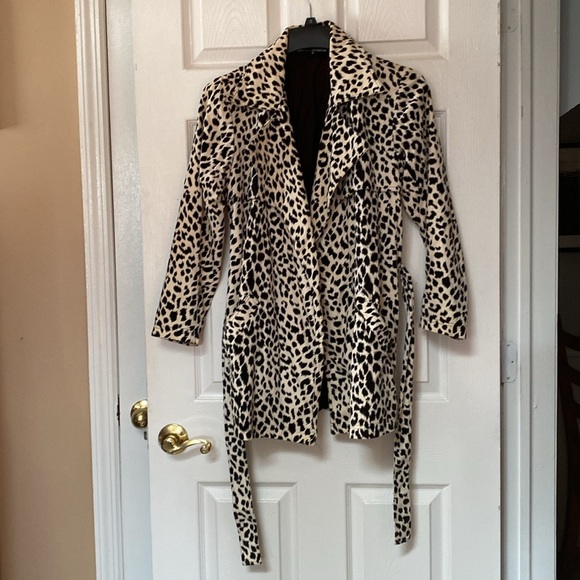 VTG 90’s Betsey Johnson Animal Print Leopard Velvet Jacket Trench Coat - Picture 4 of 16